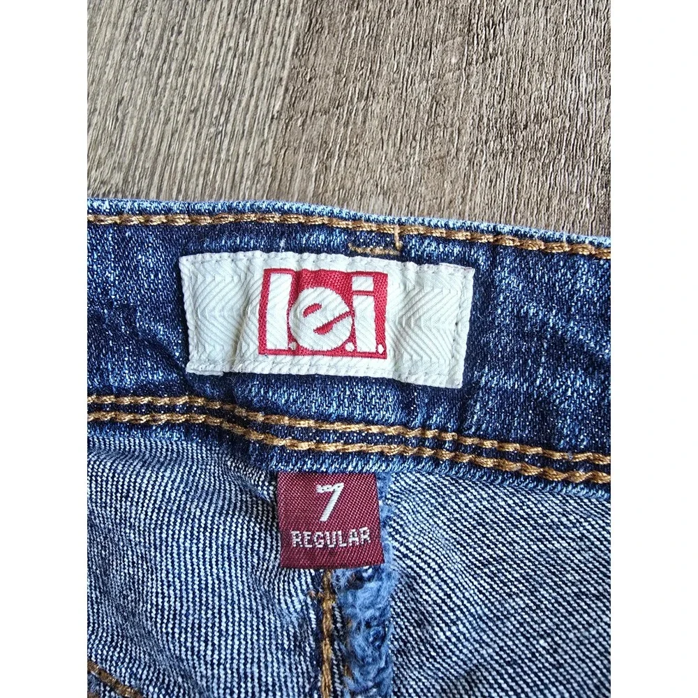 LEI Juniors Dark Wash Distressed Ripped Skinny‎ Jeans Size 7 Regular Denim